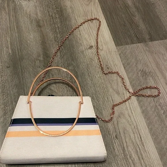 TED BAKER RARE mini trapezoid colorful crossbody with chain!!!UNIQUE - Picture 2 of 8
